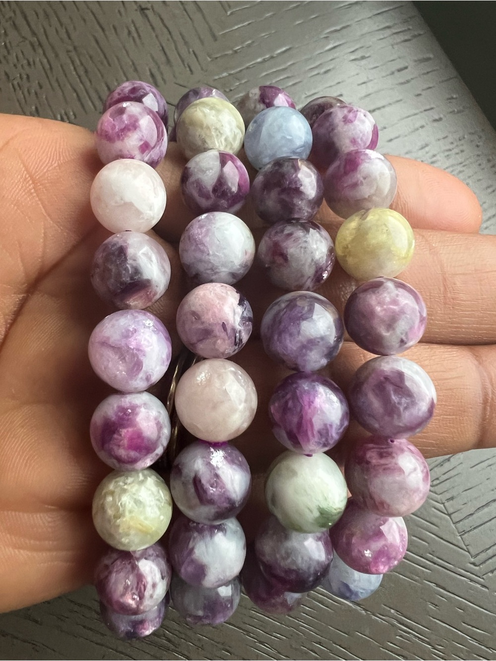Colorful Mica bracelet 10mm SIZE 6.75’ ( ONE )